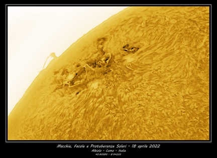 Attivita' Solare del 18 aprile 2022